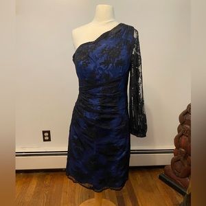 Never worn Bari Jay one sleeved lace bridesmaids dress